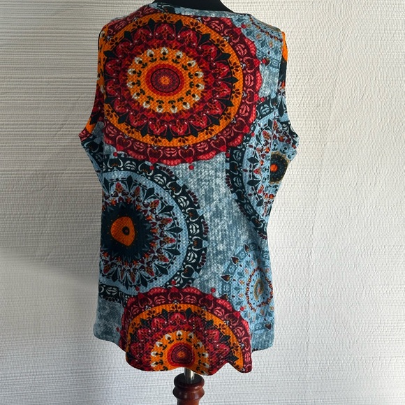 Iwolence Boho Mandala Tank Top – Colorful Festival V-Neck Sleeveless Blouse (XL) - Picture 13 of 13